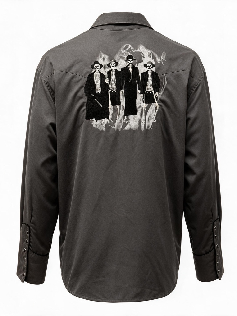 Scully Tombstone Skeleton Western Snap Button Shirt Gray Black Size 3X